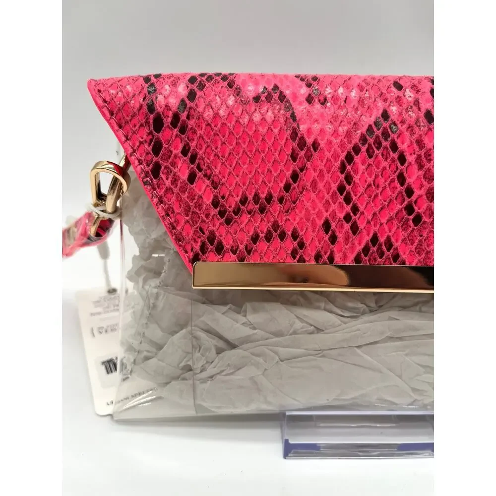 Urban Expressions NWT Snakeskin Clutch, Hot Pink & Clear